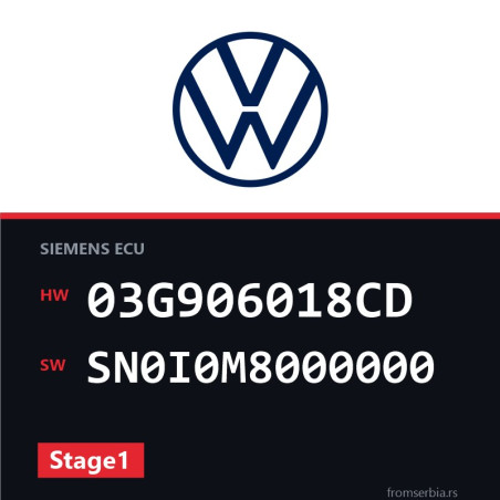 VW Passat 03G906018CD SN0I0M8000000 Stage1 tuning file