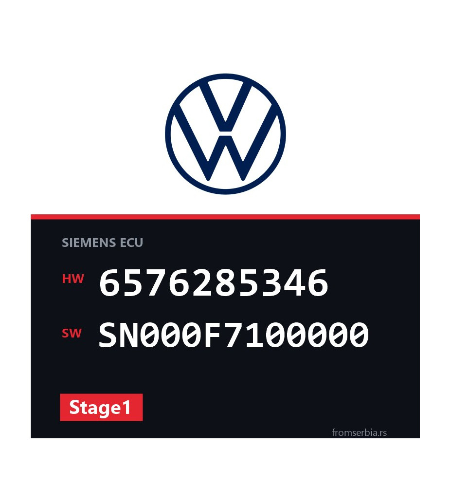 VW Passat 6576285346 SN000F7100000 Stage1 tuning file
