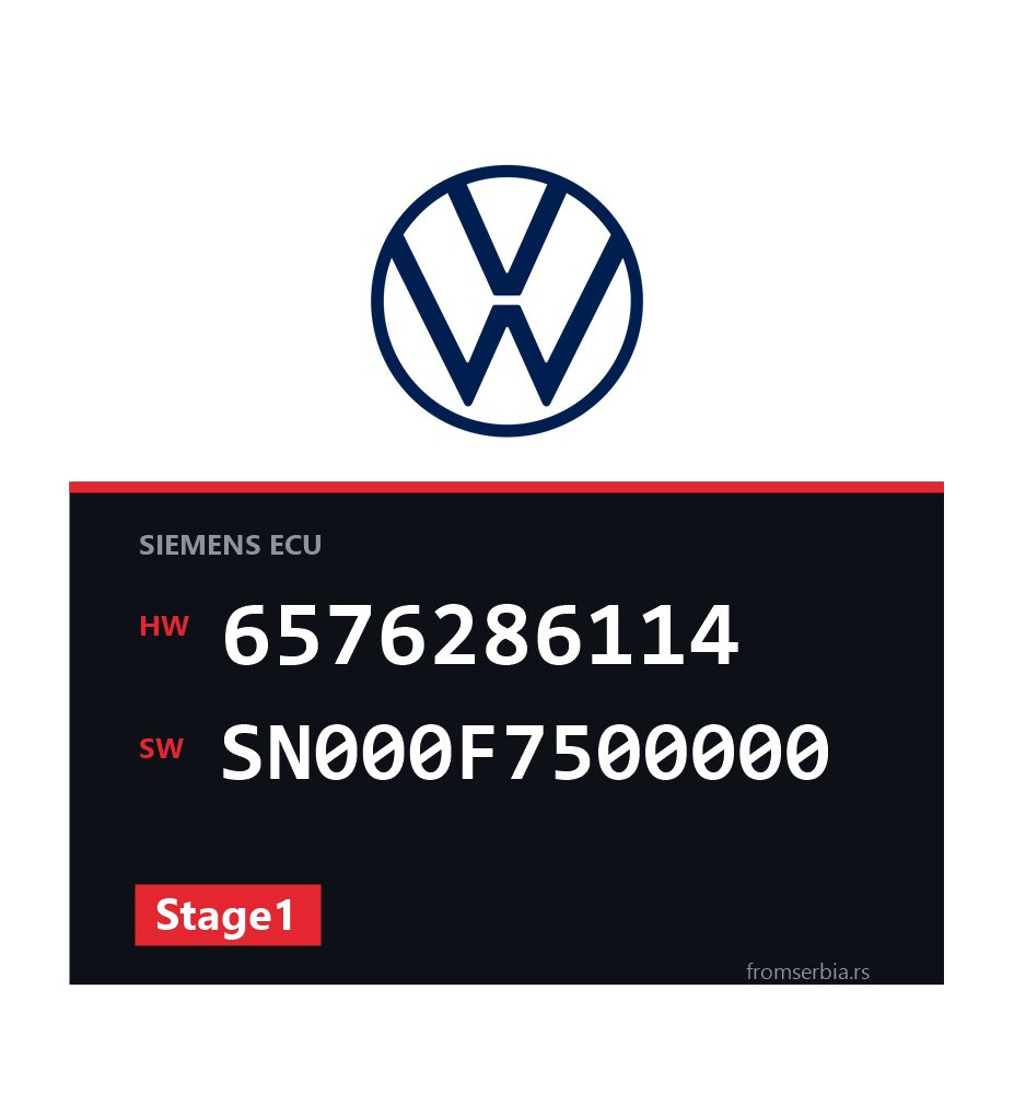 VW Passat 6576286114 SN000F7500000 Stage1 tuning file