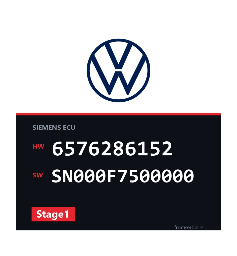 VW Passat 6576286152 SN000F7500000 Stage1 tuning file