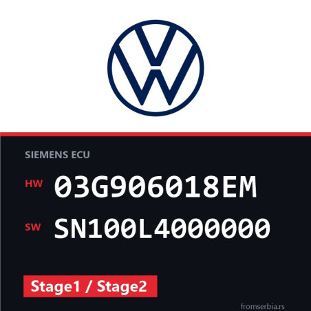 VW Passat 03G906018EM SN100L4000000 Stage1 / Stage2 tuning file
