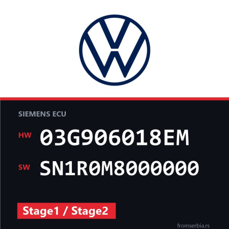 VW Passat 03G906018EM SN1R0M8000000 Stage1 / Stage2 tuning file