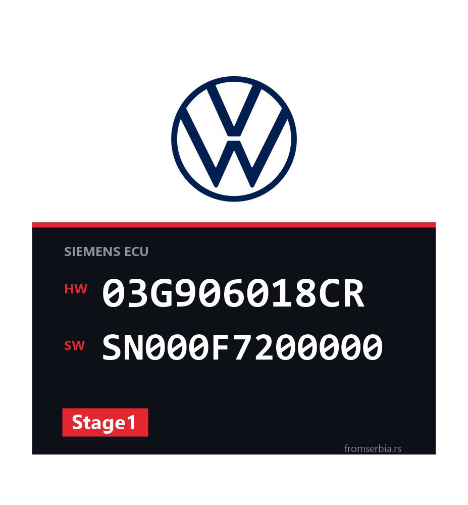 VW Passat 03G906018CR SN000F7200000 Stage1 tuning file