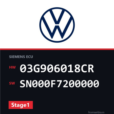 VW Passat 03G906018CR SN000F7200000 Stage1 tuning file