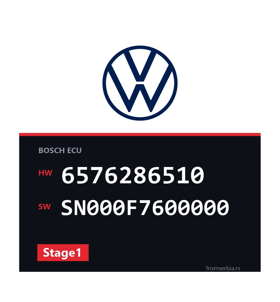 VW Passat 6576286510 SN000F7600000 Stage1 tuning file