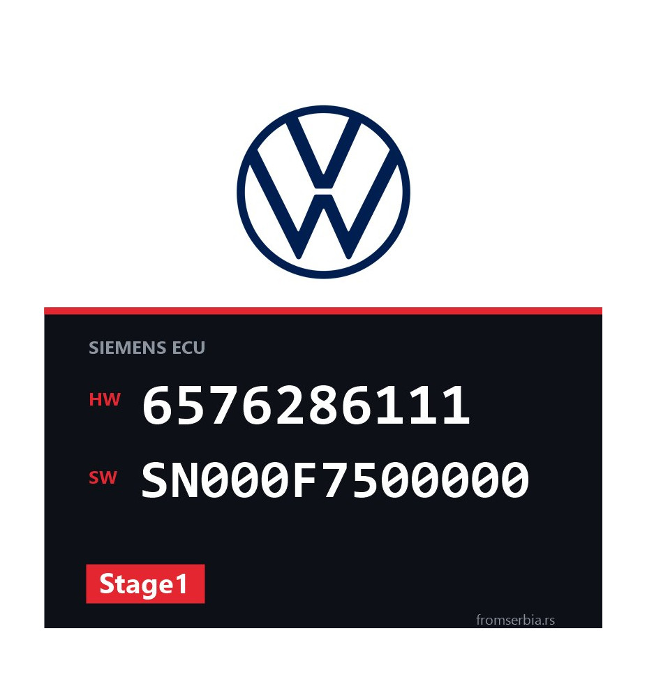 VW Passat 6576286111 SN000F7500000 Stage1 tuning file