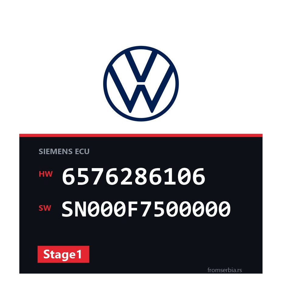 VW Passat 6576286106 SN000F7500000 Stage1 tuning file