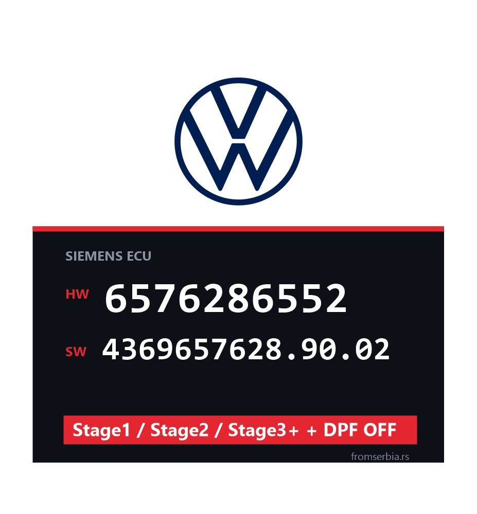 VW 6576286552 4369657628.90.02 Stage1 / Stage2 / Stage3+ + DPF OFF fil