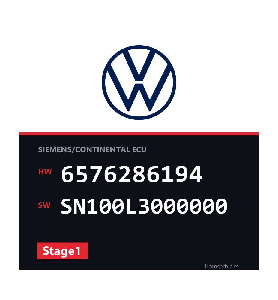 VW Passat 6576286194 SN100L3000000 Stage1 tuning file