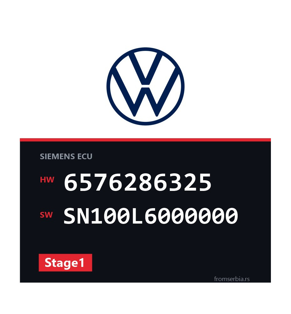 VW Passat 6576286325 SN100L6000000 Stage1 tuning file