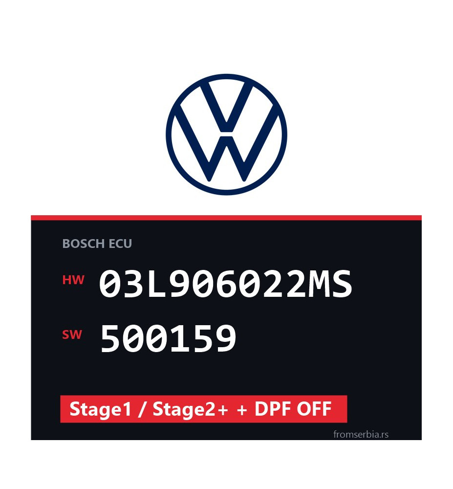 VW Passat 03L906022MS 500159 Stage1 / Stage2+ + DPF OFF tuning file