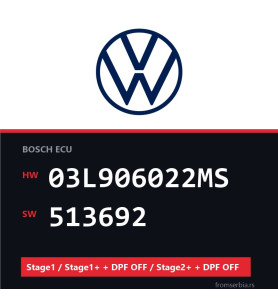 VW 03L906022MS 513692 Stage1 / Stage1+ + DPF OFF / Stage2+ + DPF OFF f