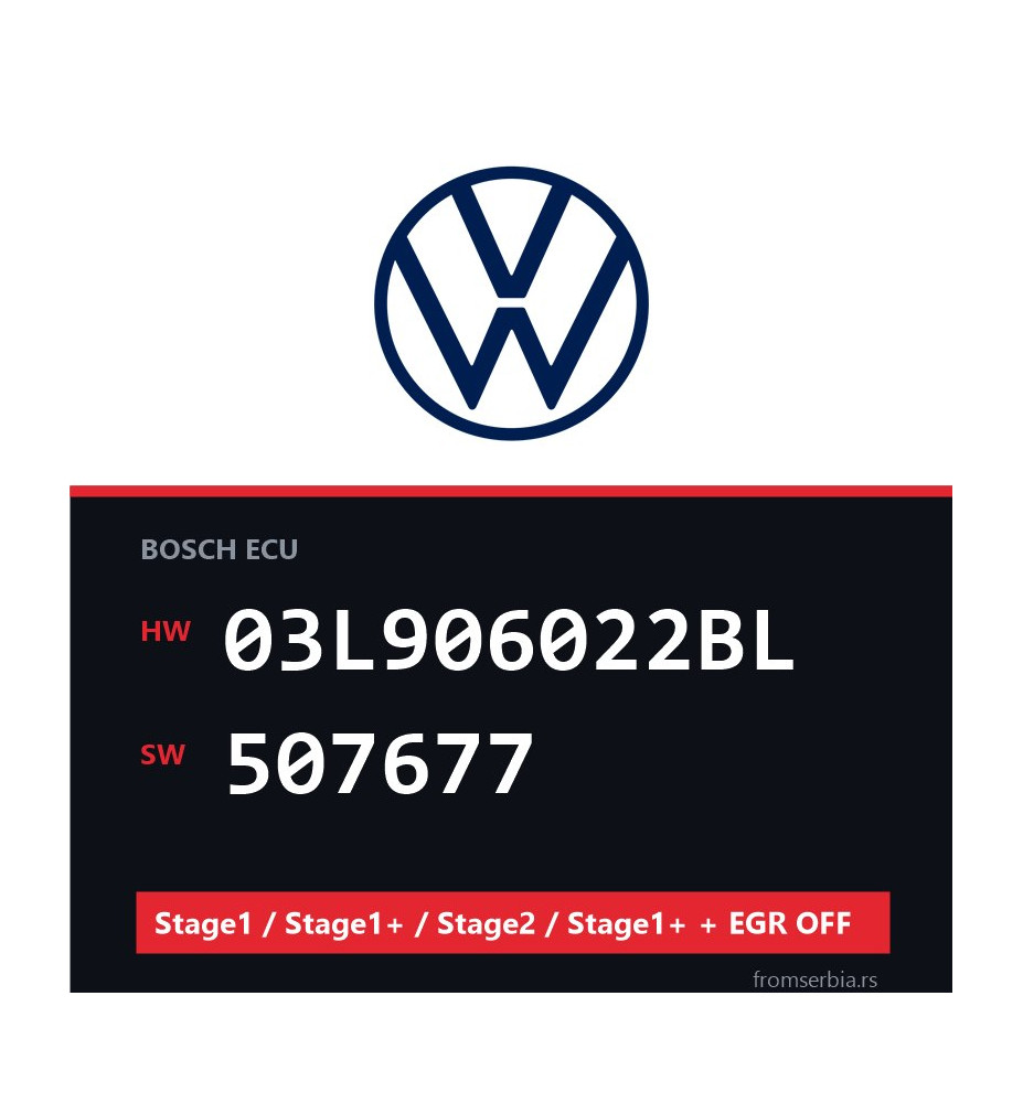 VW 03L906022BL 507677 Stage1 / Stage1+ / Stage2 / Stage1+ + EGR OFF fi