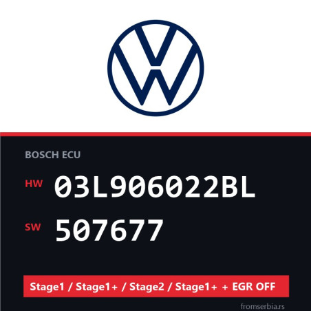 VW 03L906022BL 507677 Stage1 / Stage1+ / Stage2 / Stage1+ + EGR OFF fi