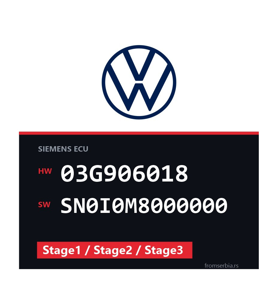 VW Passat 03G906018 SN0I0M8000000 Stage1 / Stage2 / Stage3 tuning file