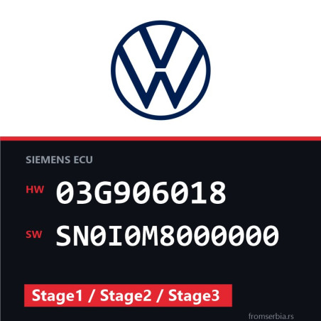 VW Passat 03G906018 SN0I0M8000000 Stage1 / Stage2 / Stage3 tuning file