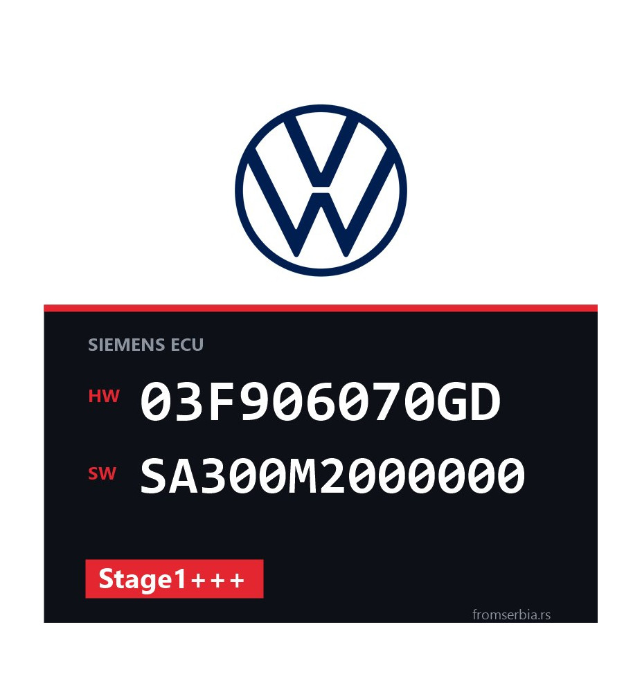 VW Polo 03F906070GD SA300M2000000 Stage1+++ tuning file