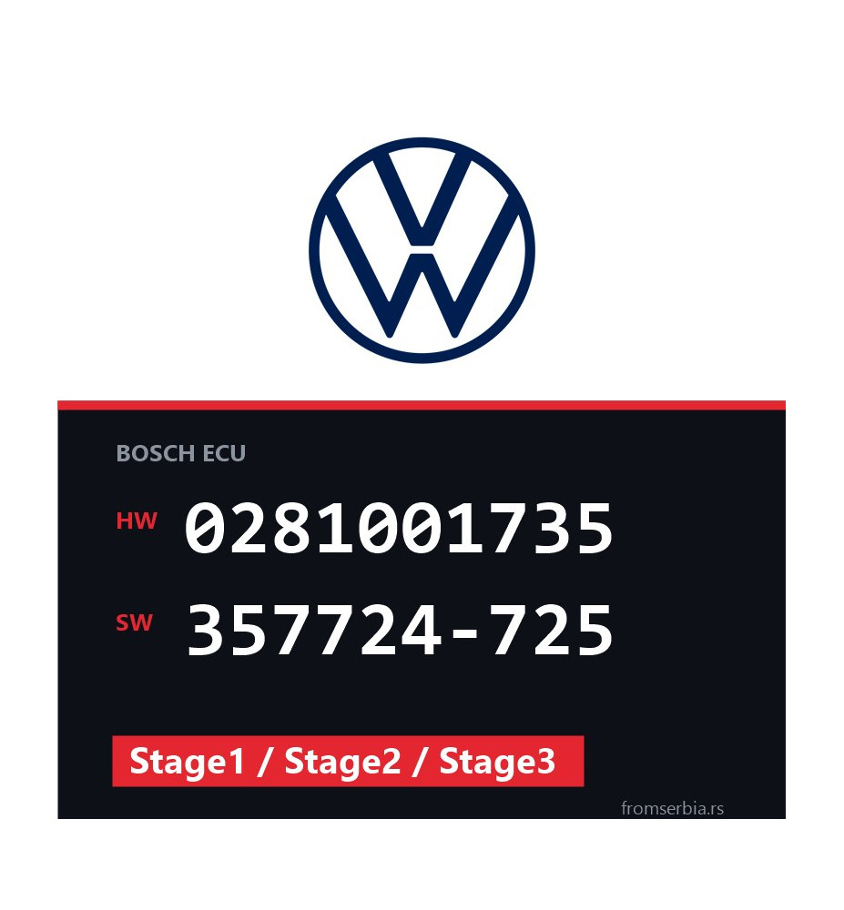 VW Sharan 0281001735 357724-725 Stage1 / Stage2 / Stage3 tuning file