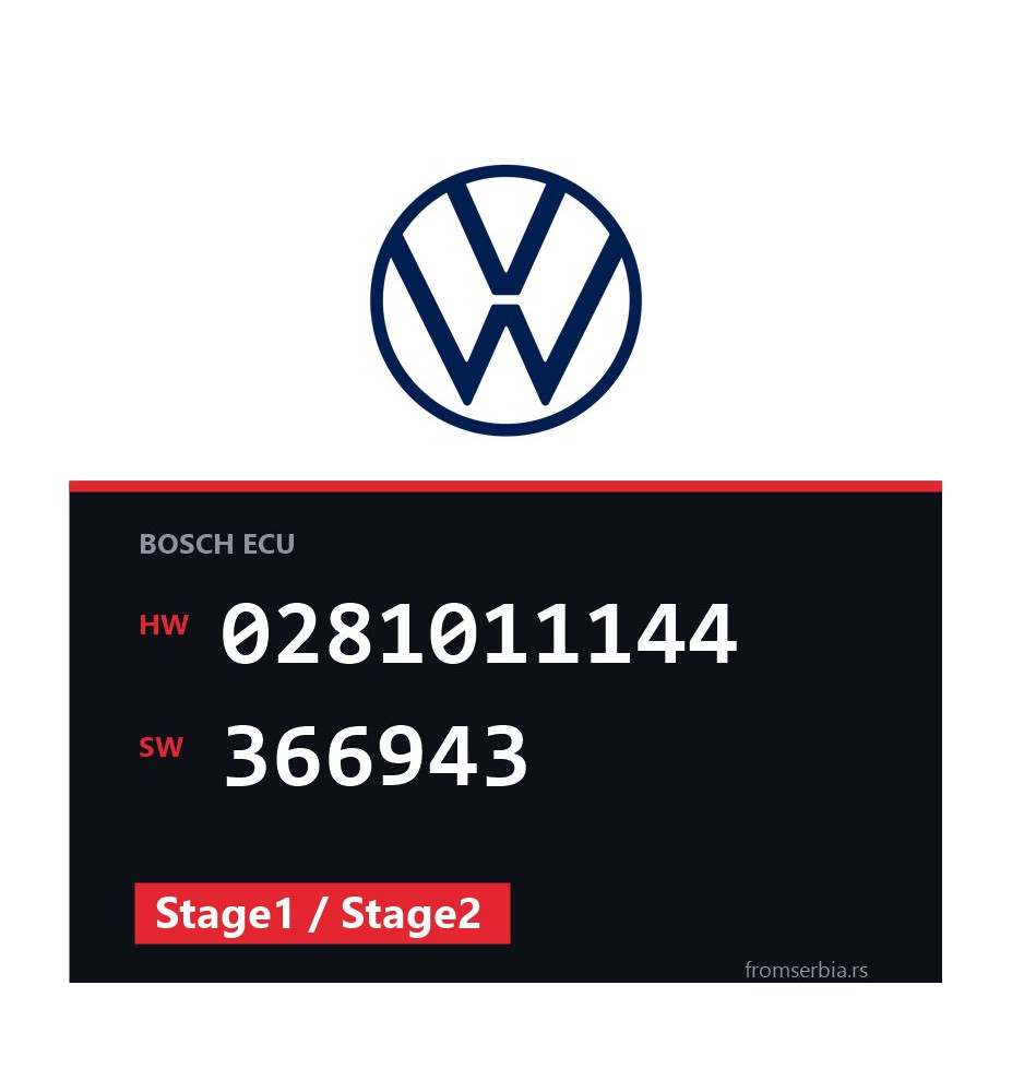VW Sharan 0281011144 366943 Stage1 / Stage2 tuning file