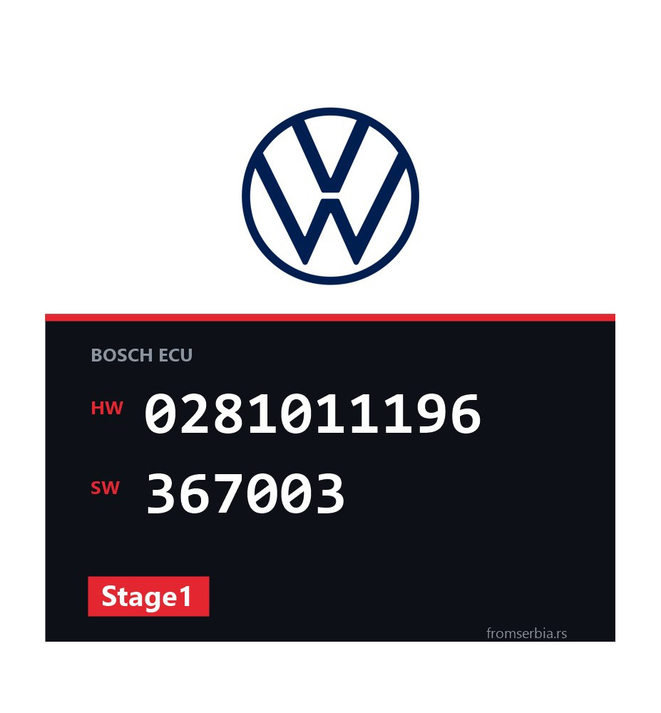 VW Sharan 0281011196 367003 Stage1 tuning file