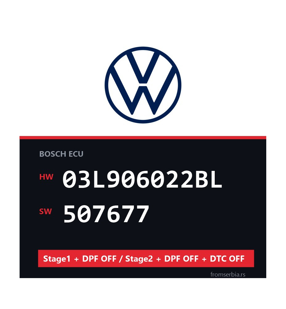 VW 03L906022BL 507677 Stage1 + DPF OFF / Stage2 + DPF OFF + DTC OFF fi