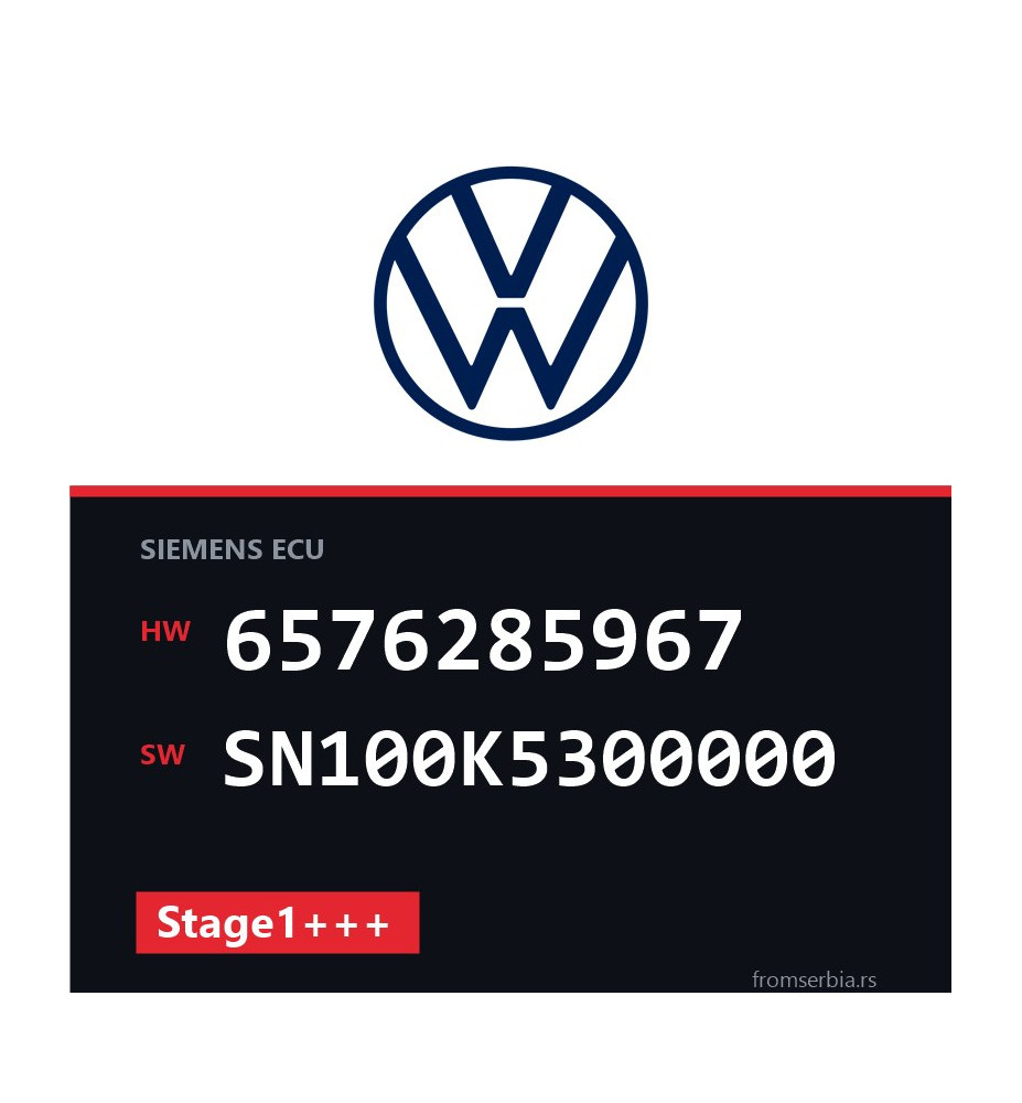 VW Touran 6576285967 SN100K5300000 Stage1+++ tuning file