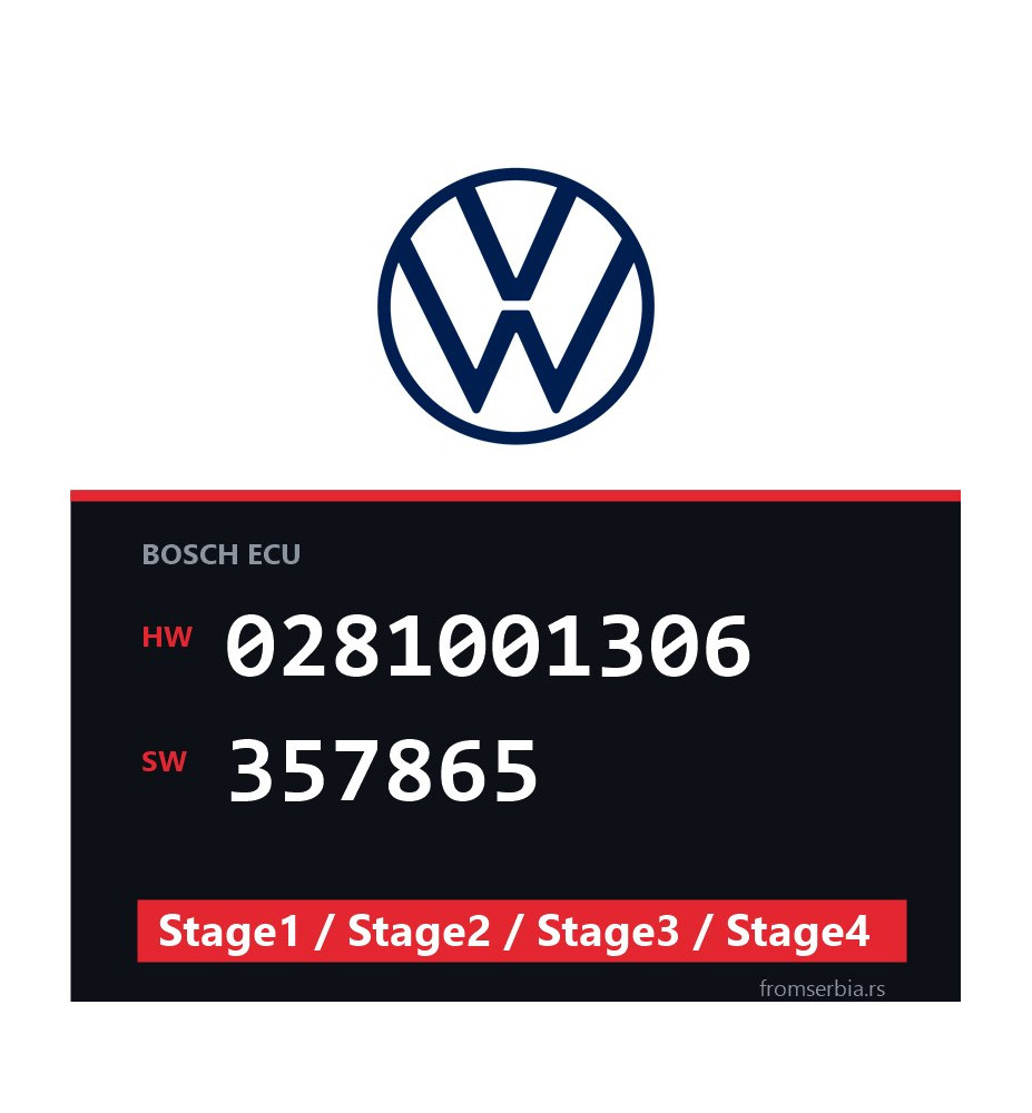 VW T4 0281001306 357865 Stage1 / Stage2 / Stage3 / Stage4 tuning file