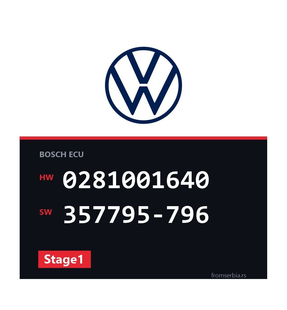 VW Transporter 0281001640 357795-796 Stage1 tuning file