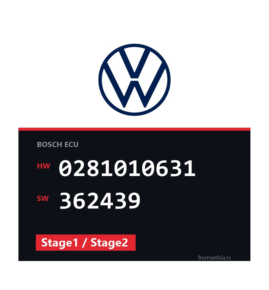 VW Transporter 0281010631 362439 Stage1 / Stage2 tuning file