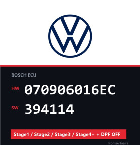 VW 070906016EC 394114 Stage1 / Stage2 / Stage3 / Stage4+ + DPF OFF fil