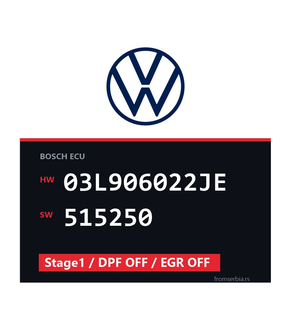 VW 03L906022JE 515250 Stage1 / DPF OFF / EGR OFF file