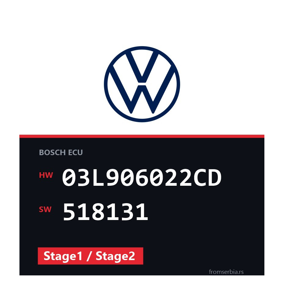 VW Transporter 03L906022CD 518131 Stage1 / Stage2 tuning file