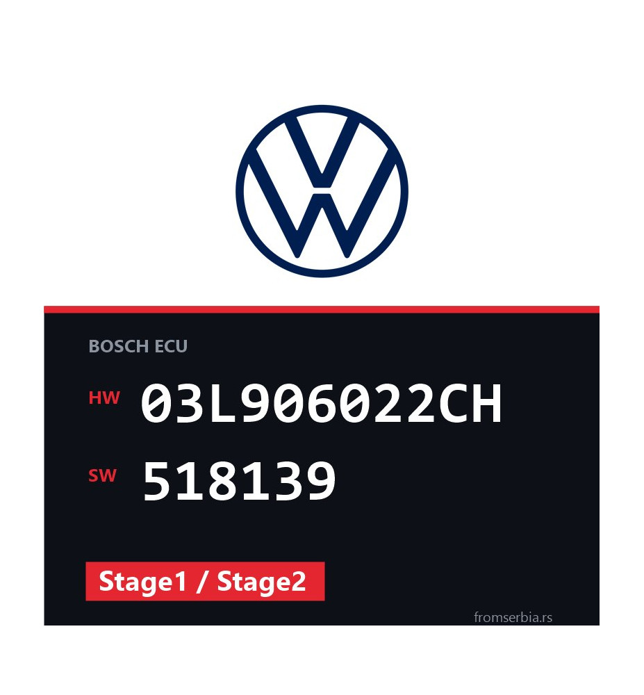 VW Transporter 03L906022CH 518139 Stage1 / Stage2 tuning file
