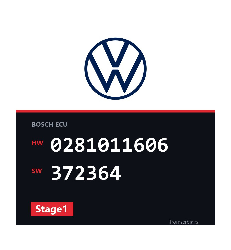 VW T5 0281011606 372364 Stage1 tuning file