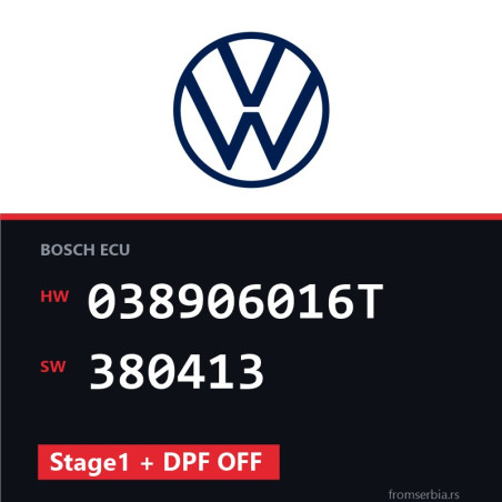 VW Transporter 038906016T 380413 Stage1 + DPF OFF tuning file